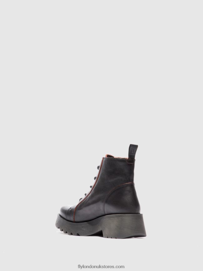 Lace-up Ankle Boots METZ788 Women Fly London 4V24RT174 JAVA BLACK/RED