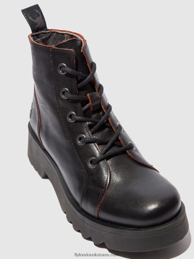 Lace-up Ankle Boots METZ788 Women Fly London 4V24RT174 JAVA BLACK/RED