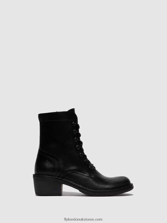 Lace-up Ankle Boots MILU044 Women Fly London 4V24RT252 RUG BLACK