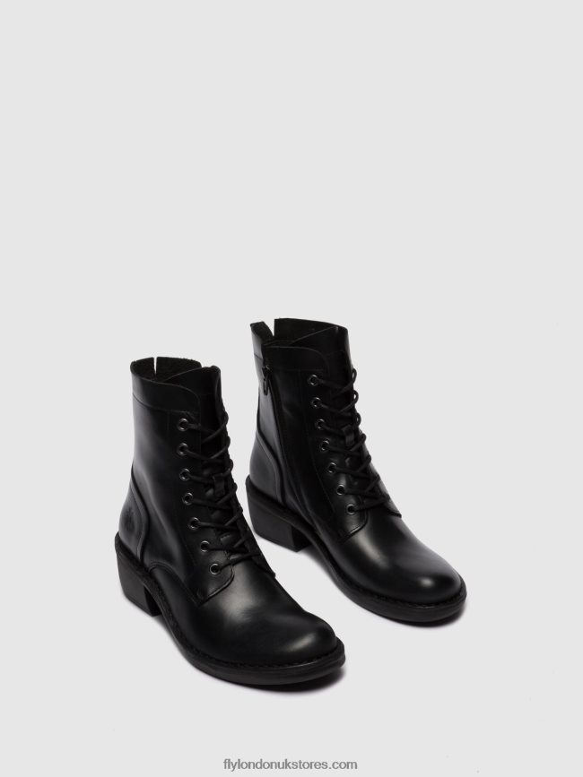 Lace-up Ankle Boots MILU044 Women Fly London 4V24RT252 RUG BLACK
