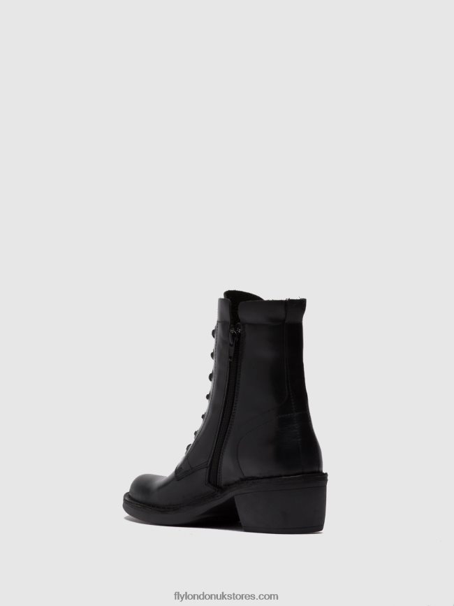Lace-up Ankle Boots MILU044 Women Fly London 4V24RT252 RUG BLACK