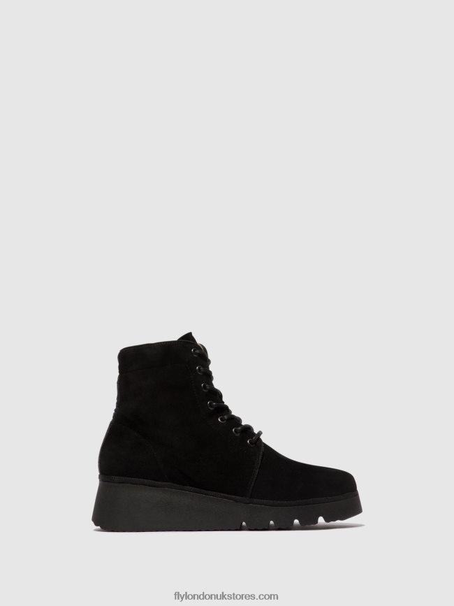 Lace-up Ankle Boots PALL404 Women Fly London 4V24RT4 KID SUEDE BLACK