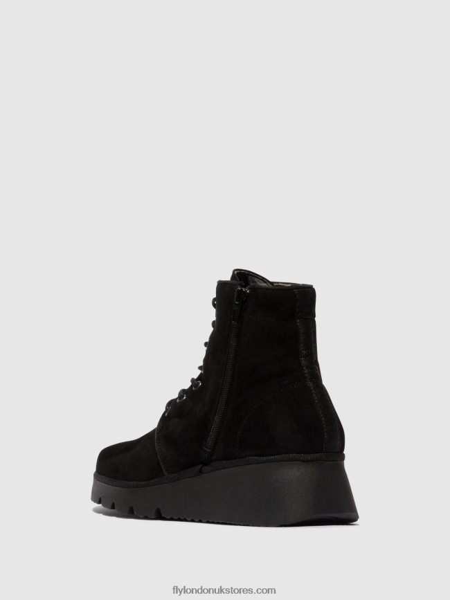 Lace-up Ankle Boots PALL404 Women Fly London 4V24RT4 KID SUEDE BLACK