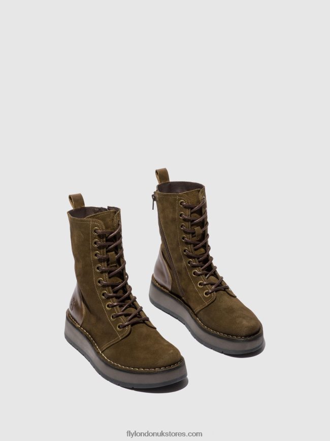 Lace-up Ankle Boots RAMI043 Women Fly London 4V24RT176 OILSUEDE/RUG SLUDGE/OLIVE