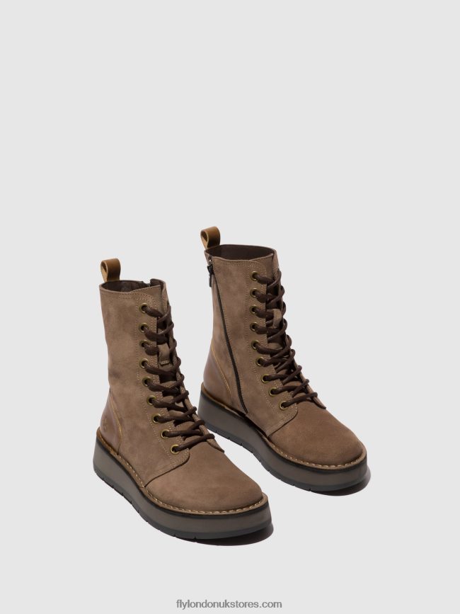 Lace-up Ankle Boots RAMI043 Women Fly London 4V24RT20 TAUPE/CAMEL