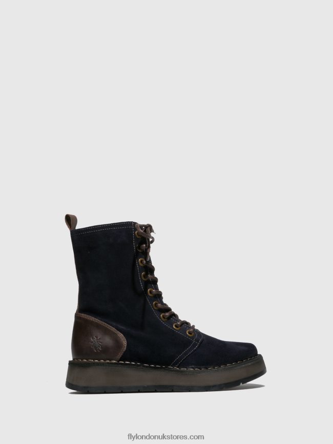 Lace-up Ankle Boots RAMI043 Women Fly London 4V24RT258 OILSUEDE/RUG NAVY/DK.BROWN