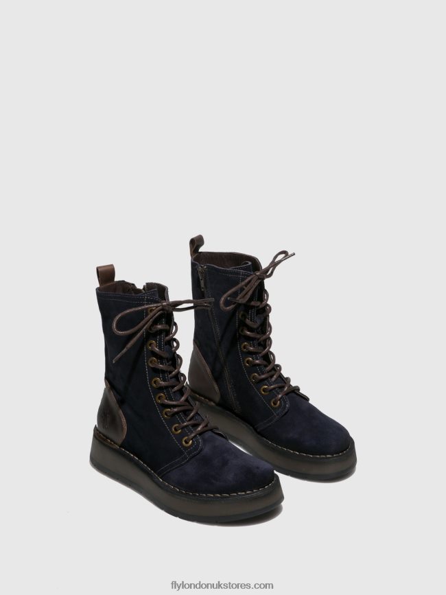 Lace-up Ankle Boots RAMI043 Women Fly London 4V24RT258 OILSUEDE/RUG NAVY/DK.BROWN