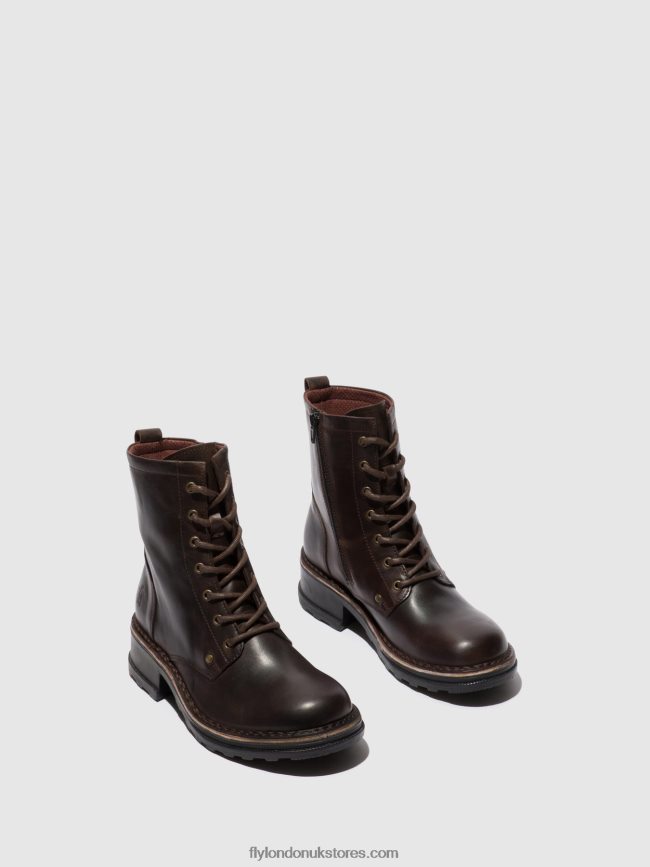 Lace-up Ankle Boots THOR035 Women Fly London 4V24RT245 RUG DK. BROWN