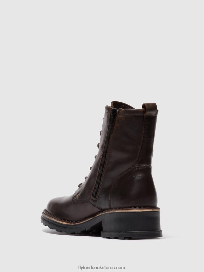 Lace-up Ankle Boots THOR035 Women Fly London 4V24RT245 RUG DK. BROWN