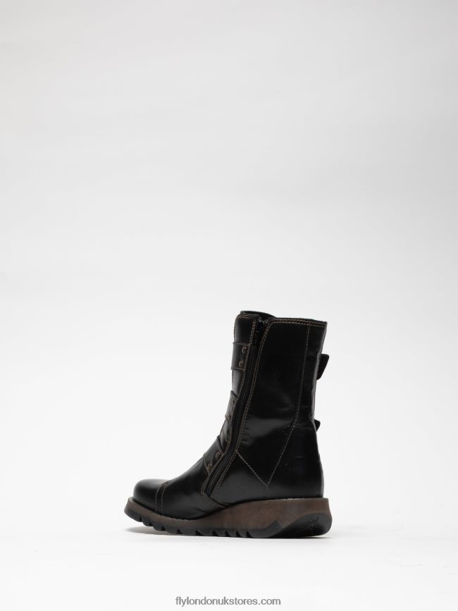 Leather Buckle Ankle Boots Women Fly London 4V24RT18 Black