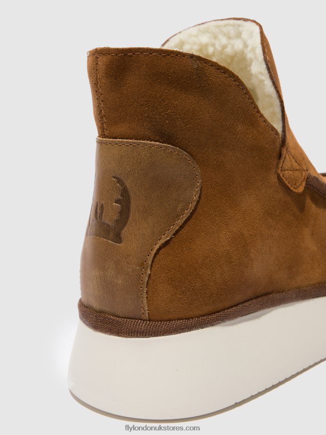 Round Toe Ankle Boots COZE348 Women Fly London 4V24RT173 SUEDE/RUG COGNAC