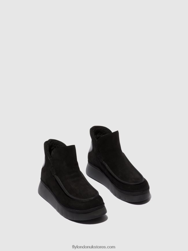 Round Toe Ankle Boots COZE348 Women Fly London 4V24RT82 BLACK