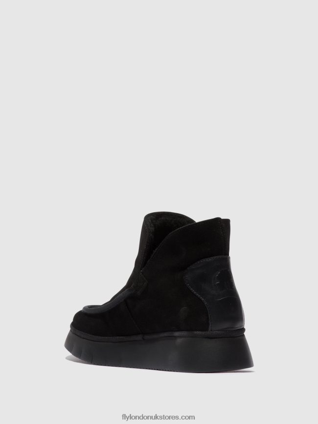 Round Toe Ankle Boots COZE348 Women Fly London 4V24RT82 BLACK