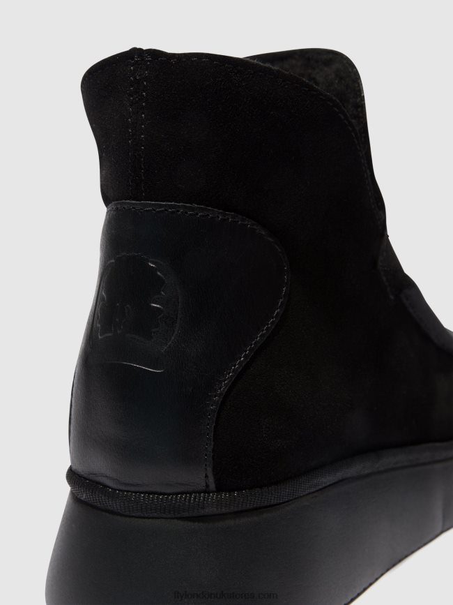 Round Toe Ankle Boots COZE348 Women Fly London 4V24RT82 BLACK
