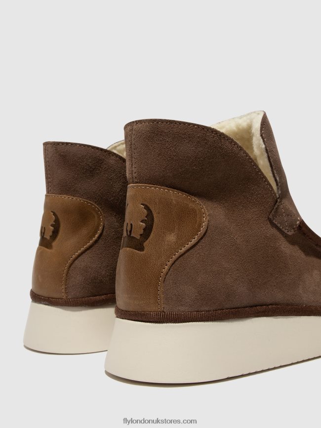 Round Toe Ankle Boots COZE348 Women Fly London 4V24RT84 TAUPE/CAMEL