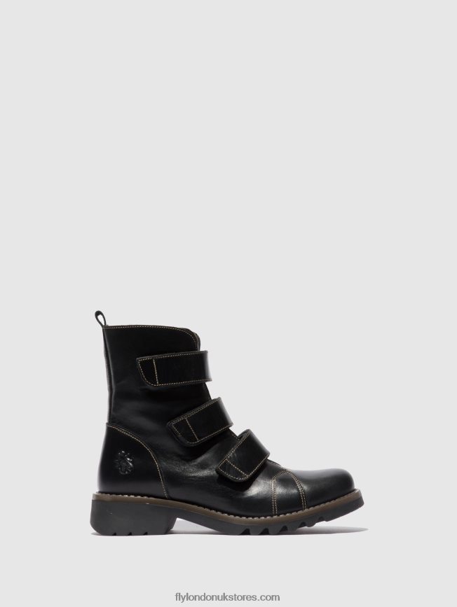 Velcro Ankle Boots RACH790 Women Fly London 4V24RT190 RUG BLACK