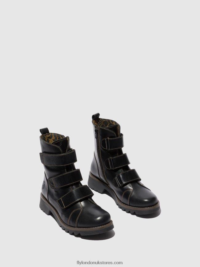 Velcro Ankle Boots RACH790 Women Fly London 4V24RT190 RUG BLACK