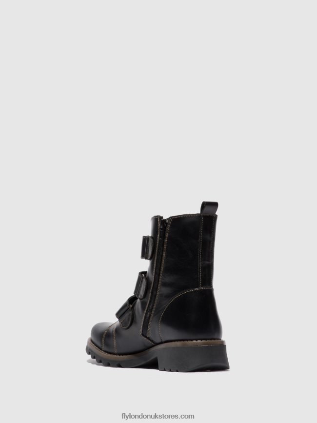 Velcro Ankle Boots RACH790 Women Fly London 4V24RT190 RUG BLACK