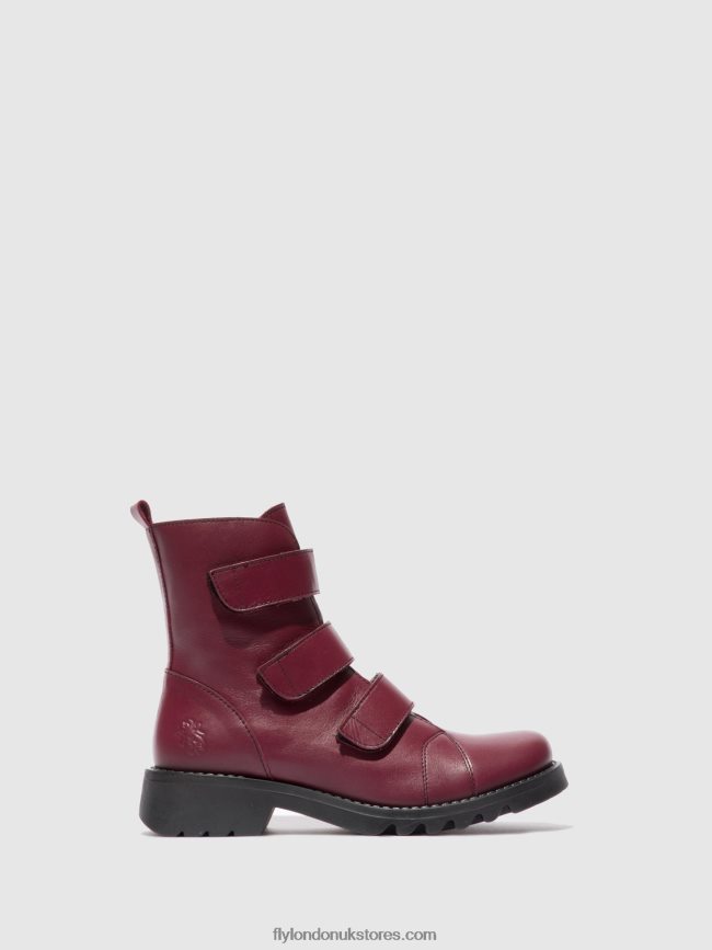 Velcro Ankle Boots RACH790 Women Fly London 4V24RT191 LEATHER WINE(BLACK)