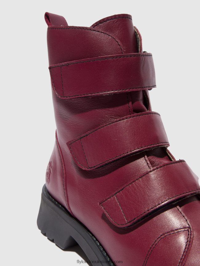 Velcro Ankle Boots RACH790 Women Fly London 4V24RT191 LEATHER WINE(BLACK)