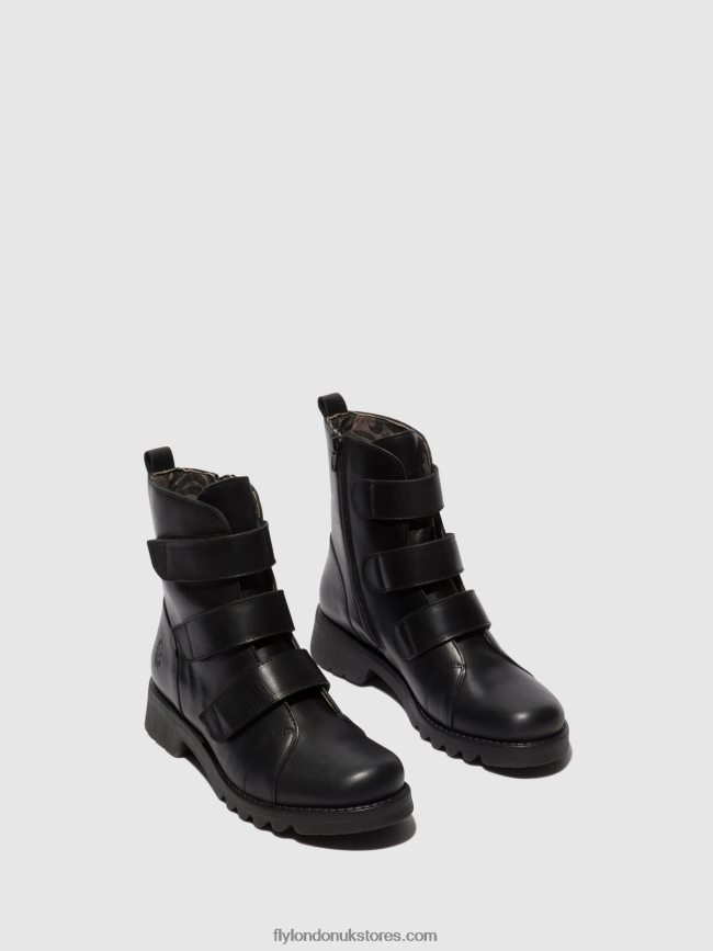 Velcro Ankle Boots RACH790 Women Fly London 4V24RT19 BLACK (ALL BLACK)