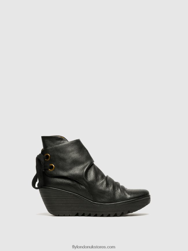 Wedge Ankle Boots Women Fly London 4V24RT16 YAMA BLACK