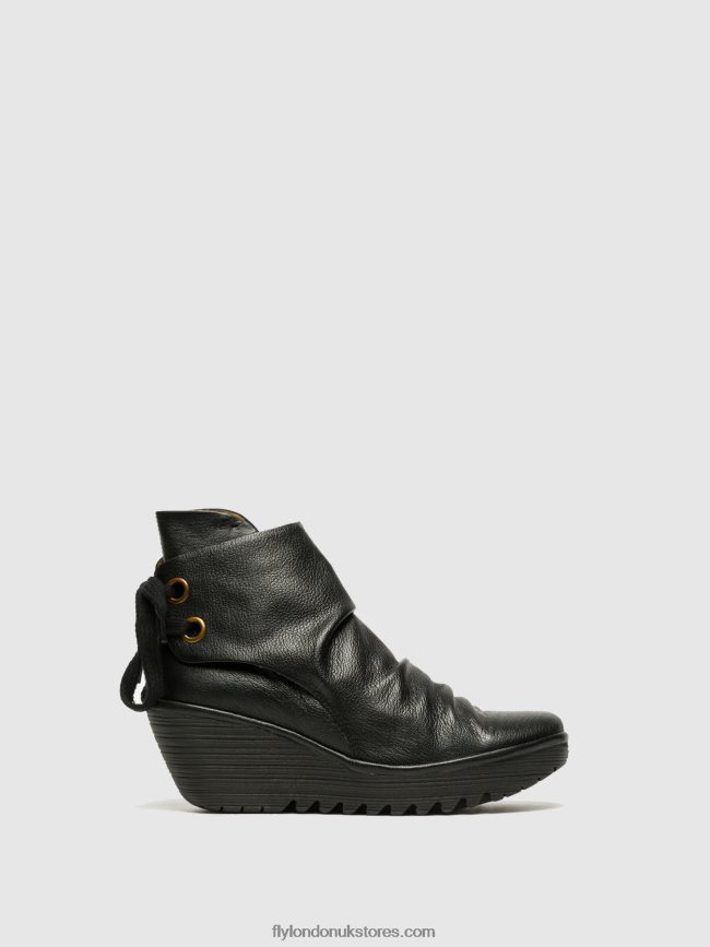 Wedge Ankle Boots Women Fly London 4V24RT16 YAMA BLACK