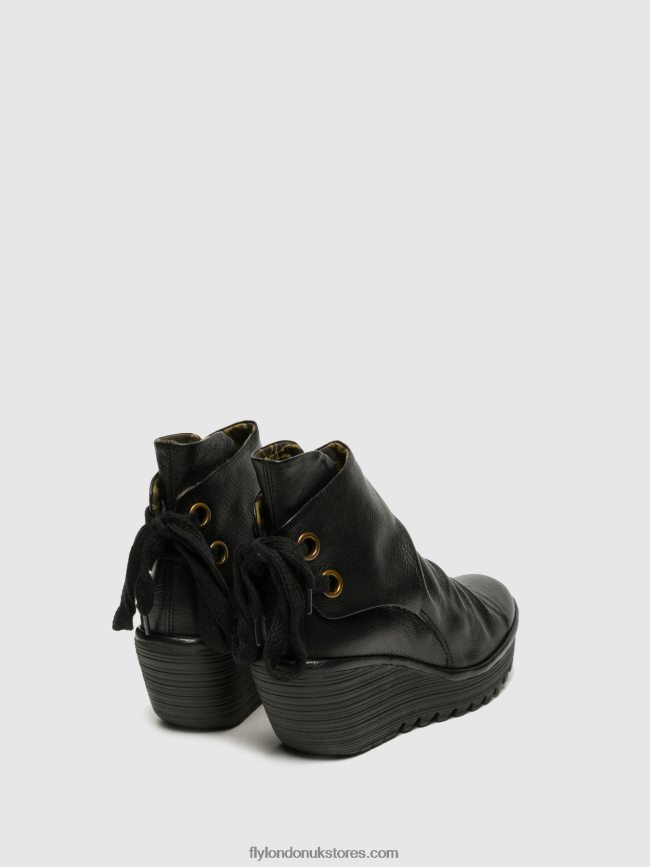 Wedge Ankle Boots Women Fly London 4V24RT16 YAMA BLACK