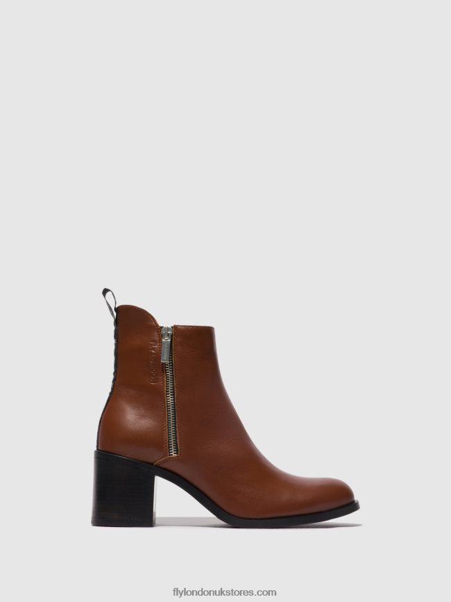 Zip Up Ankle Boots ADER912 Women Fly London 4V24RT79 COGNAC