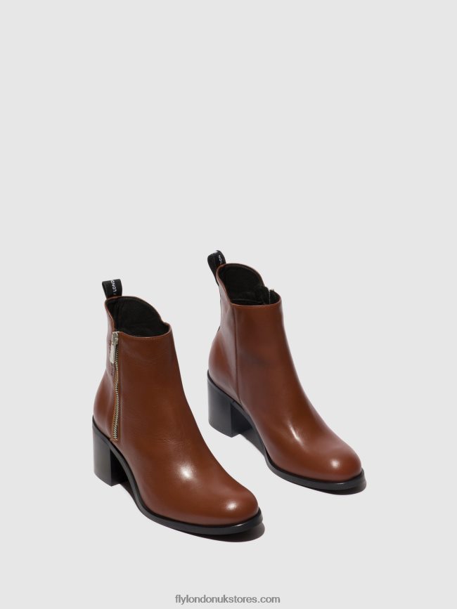 Zip Up Ankle Boots ADER912 Women Fly London 4V24RT79 COGNAC