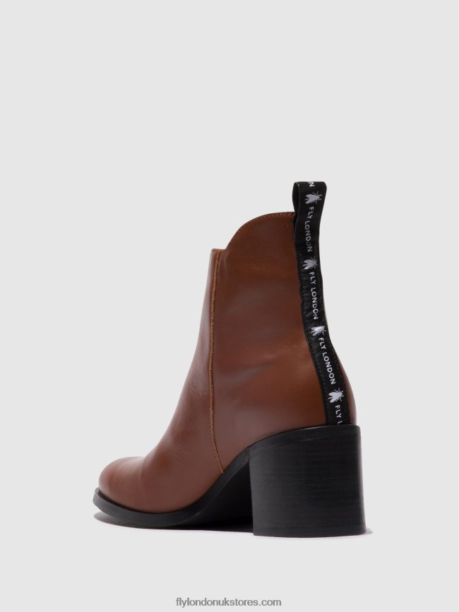 Zip Up Ankle Boots ADER912 Women Fly London 4V24RT79 COGNAC