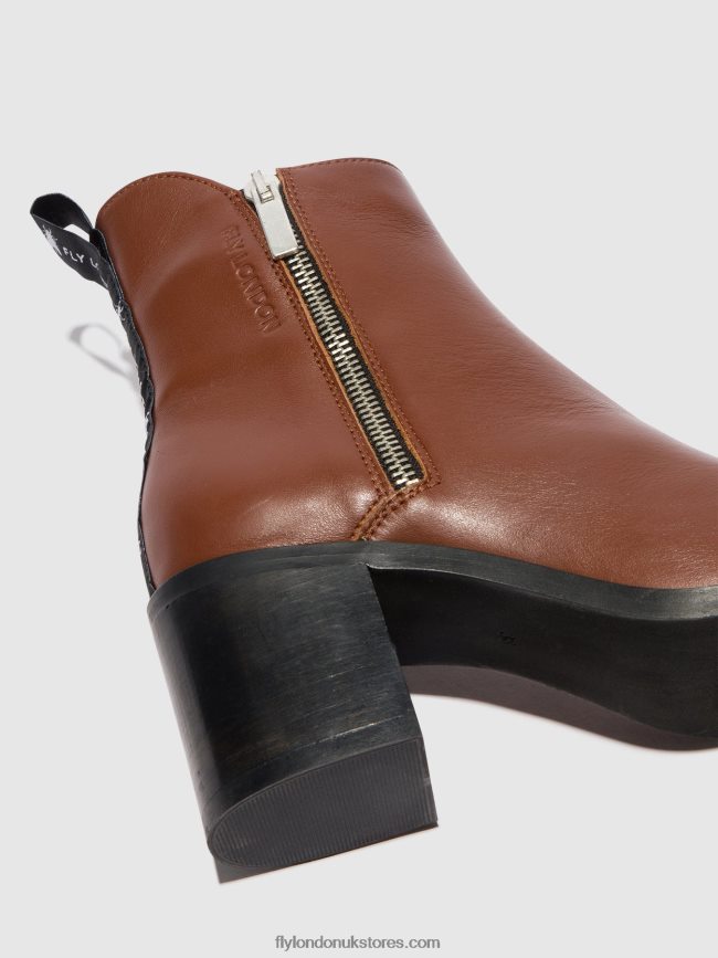 Zip Up Ankle Boots ADER912 Women Fly London 4V24RT79 COGNAC