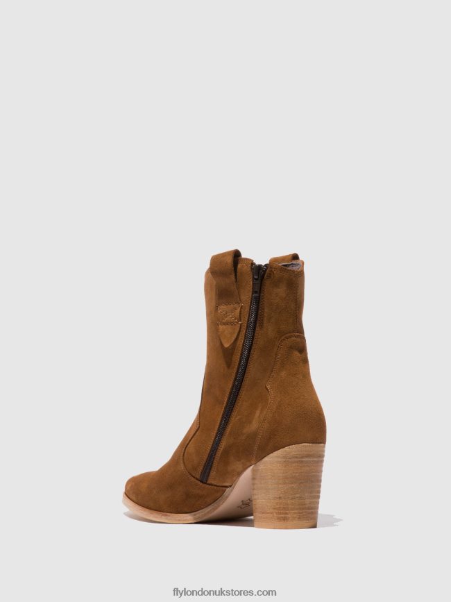 Zip Up Ankle Boots ALBA825 Women Fly London 4V24RT187 SUEDE COGNAC