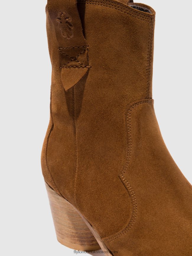 Zip Up Ankle Boots ALBA825 Women Fly London 4V24RT187 SUEDE COGNAC