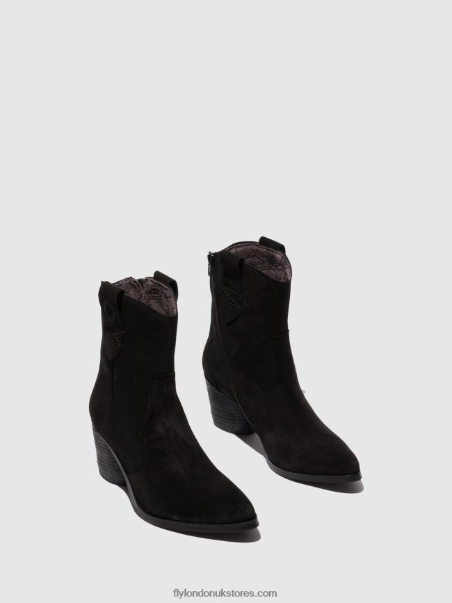 Zip Up Ankle Boots ALBA825 Women Fly London 4V24RT188 SUEDE BLACK