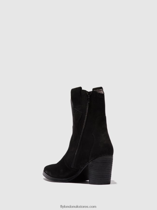 Zip Up Ankle Boots ALBA825 Women Fly London 4V24RT188 SUEDE BLACK