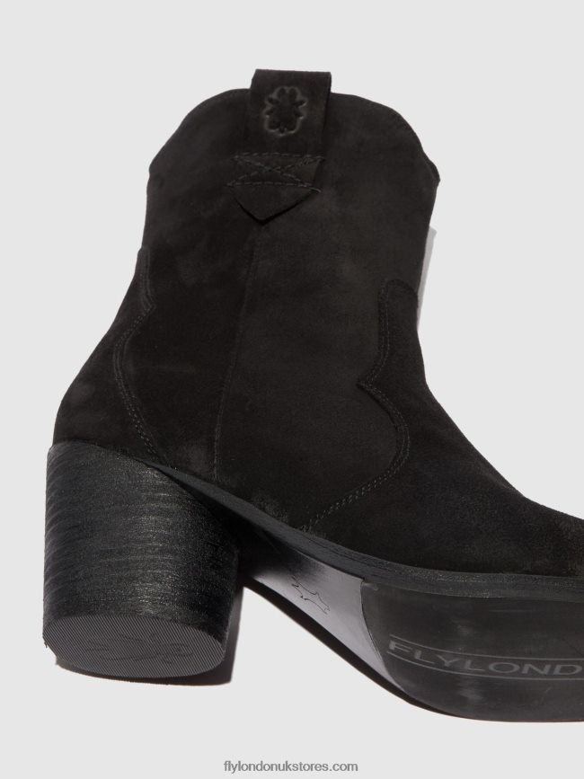 Zip Up Ankle Boots ALBA825 Women Fly London 4V24RT188 SUEDE BLACK