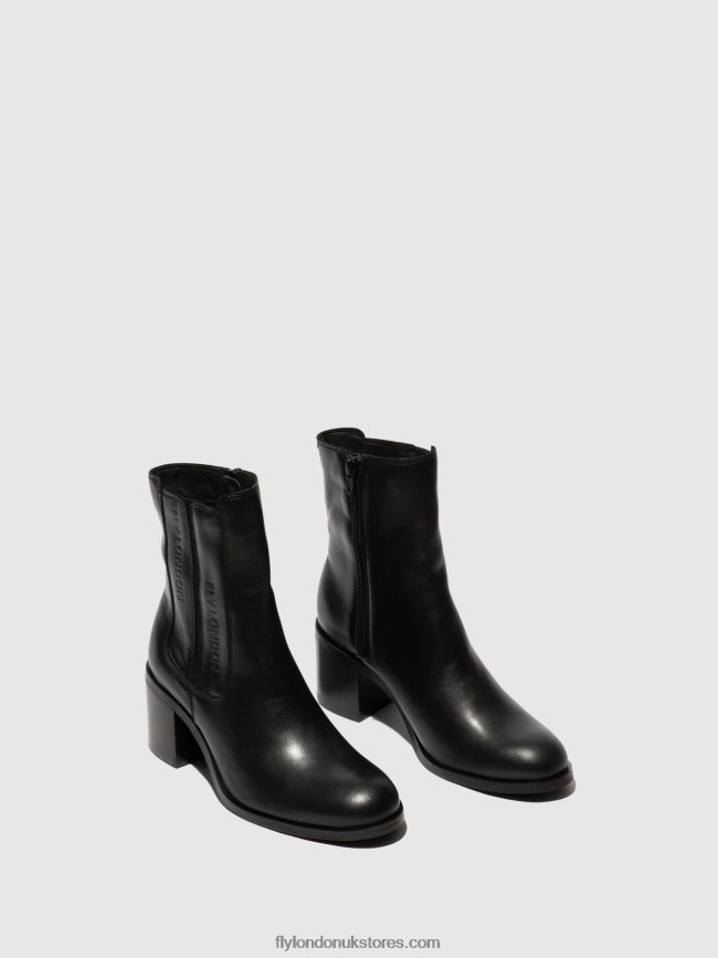 Zip Up Ankle Boots AMEL913 Women Fly London 4V24RT70 BLACK