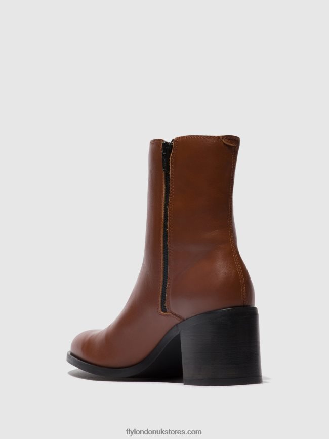 Zip Up Ankle Boots AMEL913 Women Fly London 4V24RT71 COGNAC