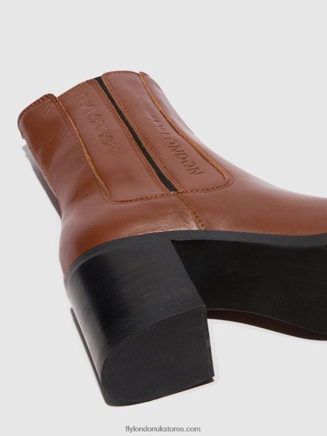 Zip Up Ankle Boots AMEL913 Women Fly London 4V24RT71 COGNAC