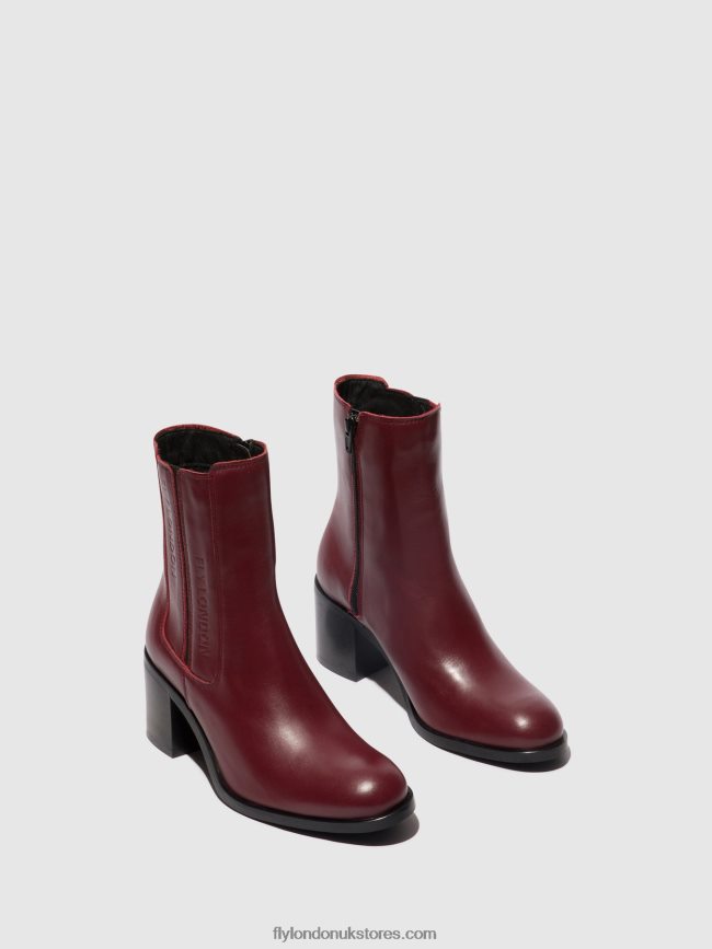Zip Up Ankle Boots AMEL913 Women Fly London 4V24RT72 WINE