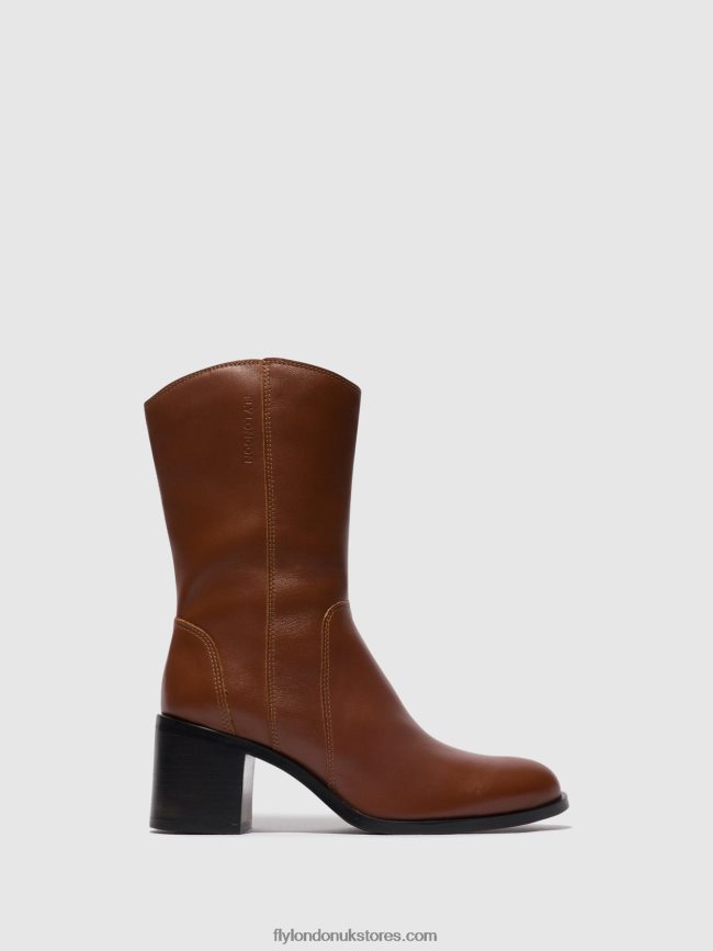 Zip Up Ankle Boots ASTA914 Women Fly London 4V24RT74 COGNAC