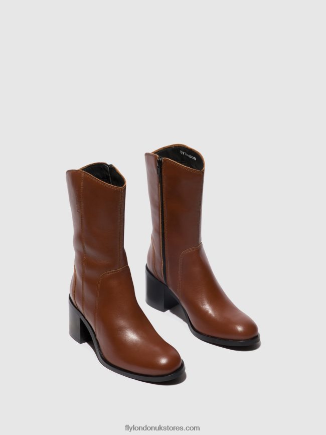 Zip Up Ankle Boots ASTA914 Women Fly London 4V24RT74 COGNAC