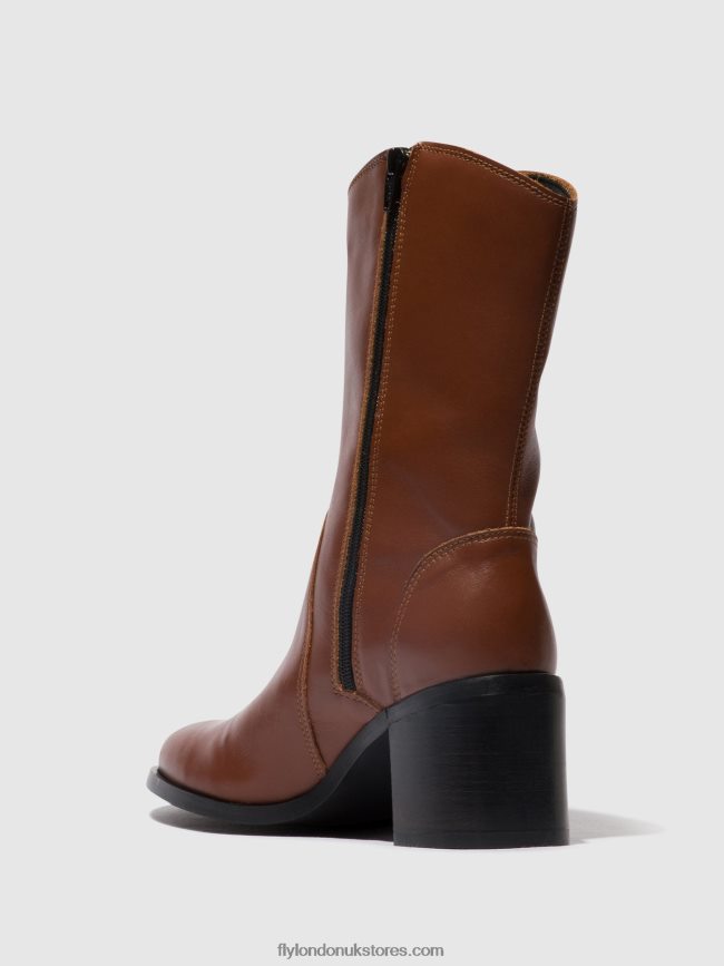 Zip Up Ankle Boots ASTA914 Women Fly London 4V24RT74 COGNAC