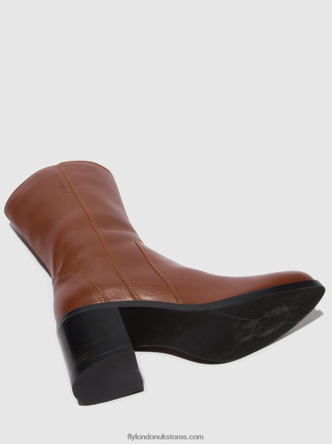 Zip Up Ankle Boots ASTA914 Women Fly London 4V24RT74 COGNAC