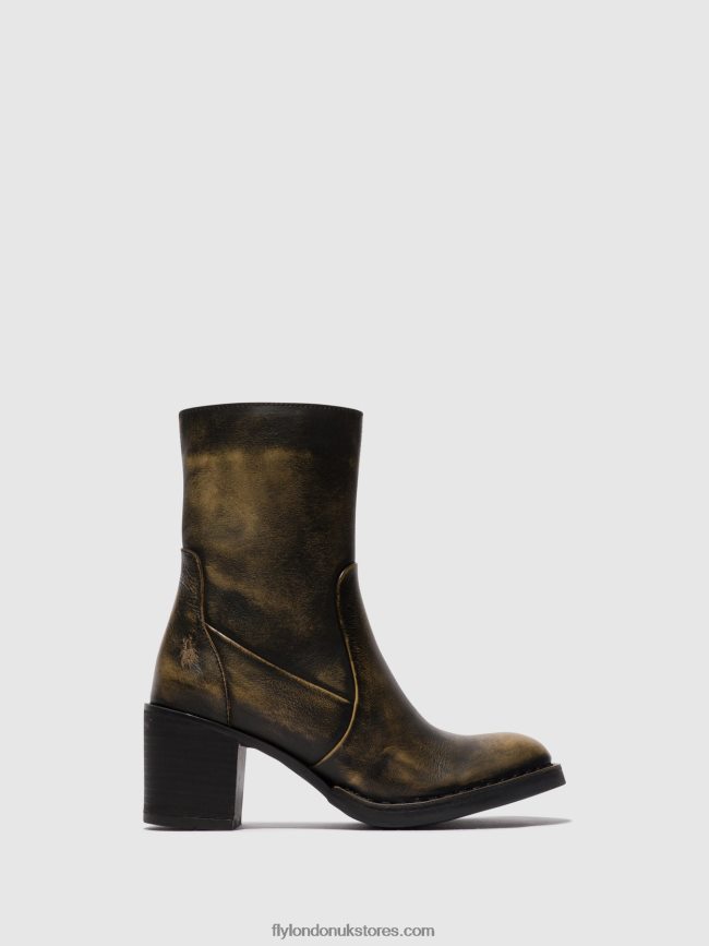 Zip Up Ankle Boots BECY097 Women Fly London 4V24RT67 OLIVE