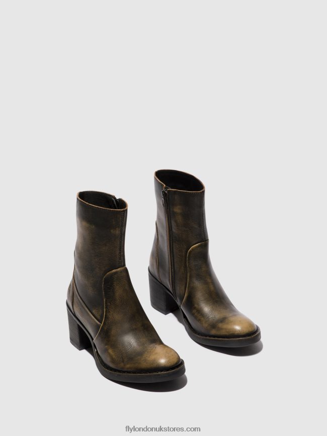 Zip Up Ankle Boots BECY097 Women Fly London 4V24RT67 OLIVE