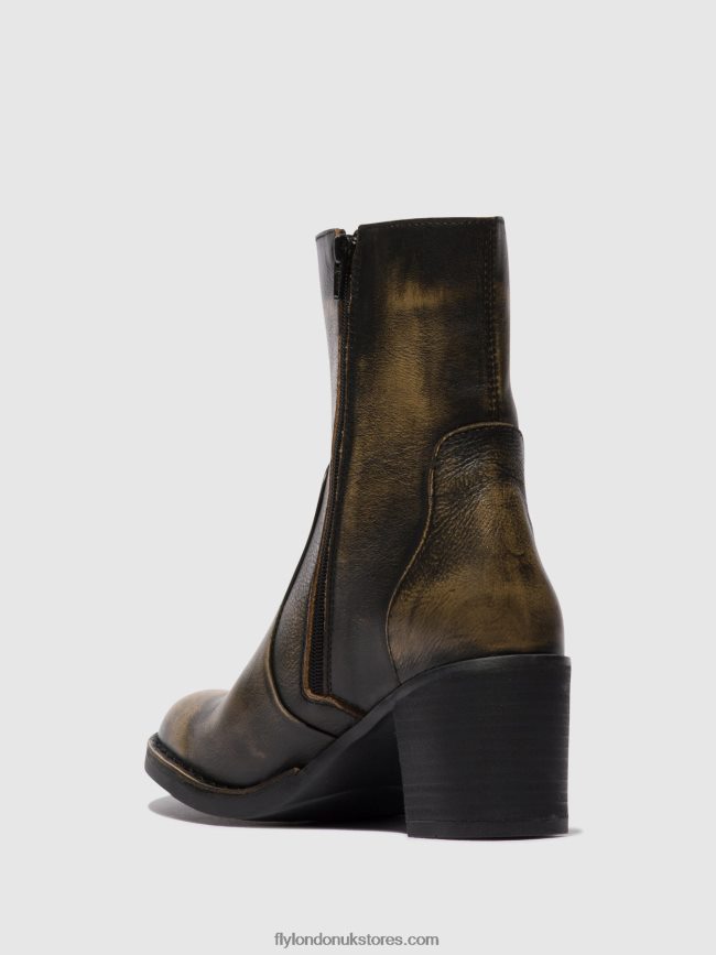 Zip Up Ankle Boots BECY097 Women Fly London 4V24RT67 OLIVE