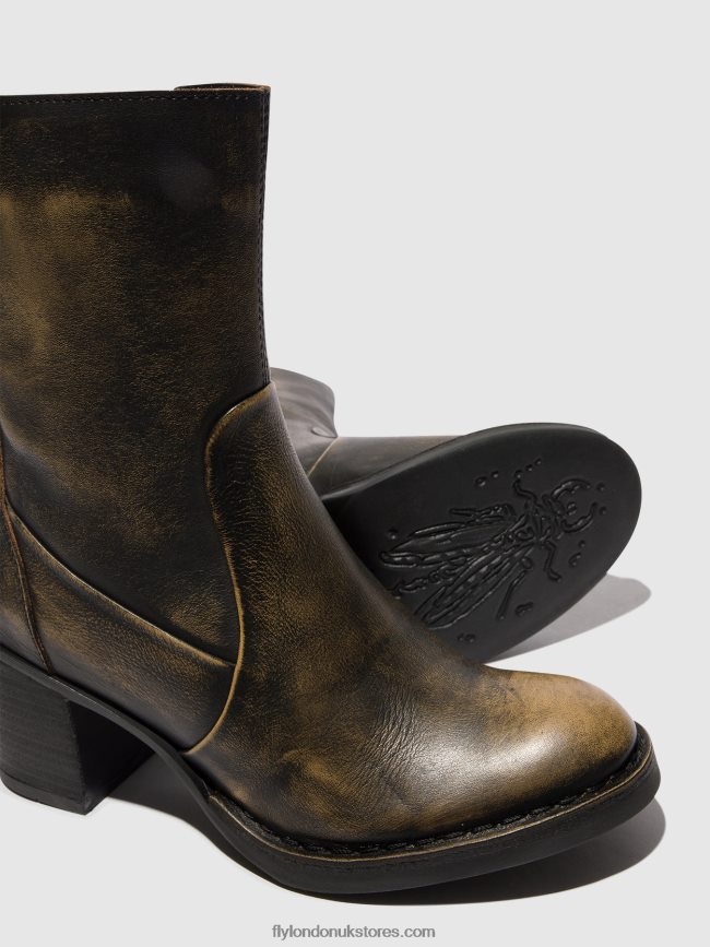 Zip Up Ankle Boots BECY097 Women Fly London 4V24RT67 OLIVE