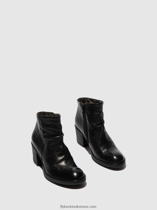 Zip Up Ankle Boots BELL061 Women Fly London 4V24RT185 VERONA BLACK